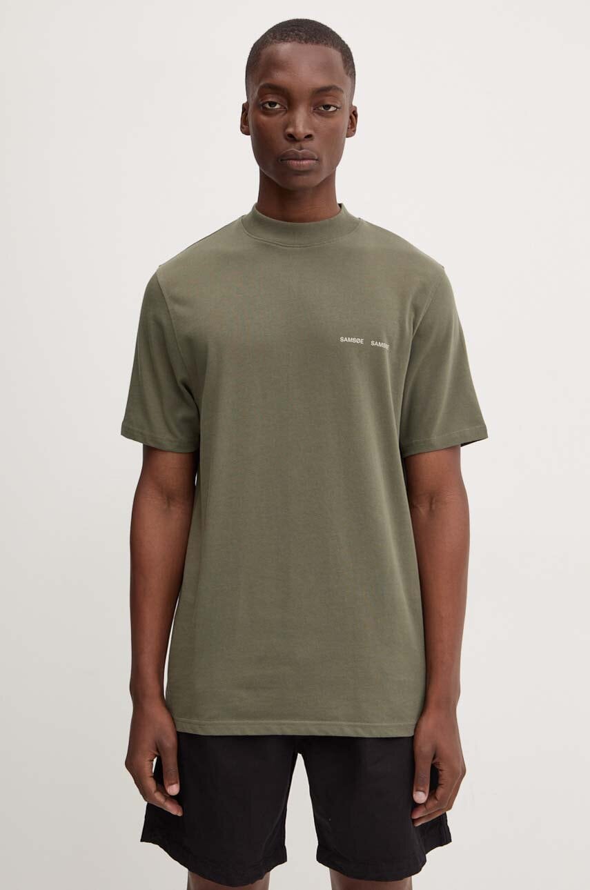 Samsoe Samsoe tricou din bumbac barbati, culoarea verde, cu imprimeu Samsoe Samsoe tricou din bumbac barbati, culoarea verde, cu imprimeu