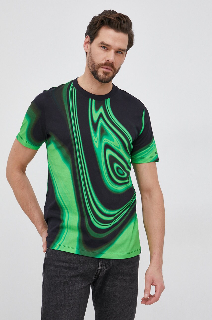 Hugo tricou din bumbac culoarea negru, modelator