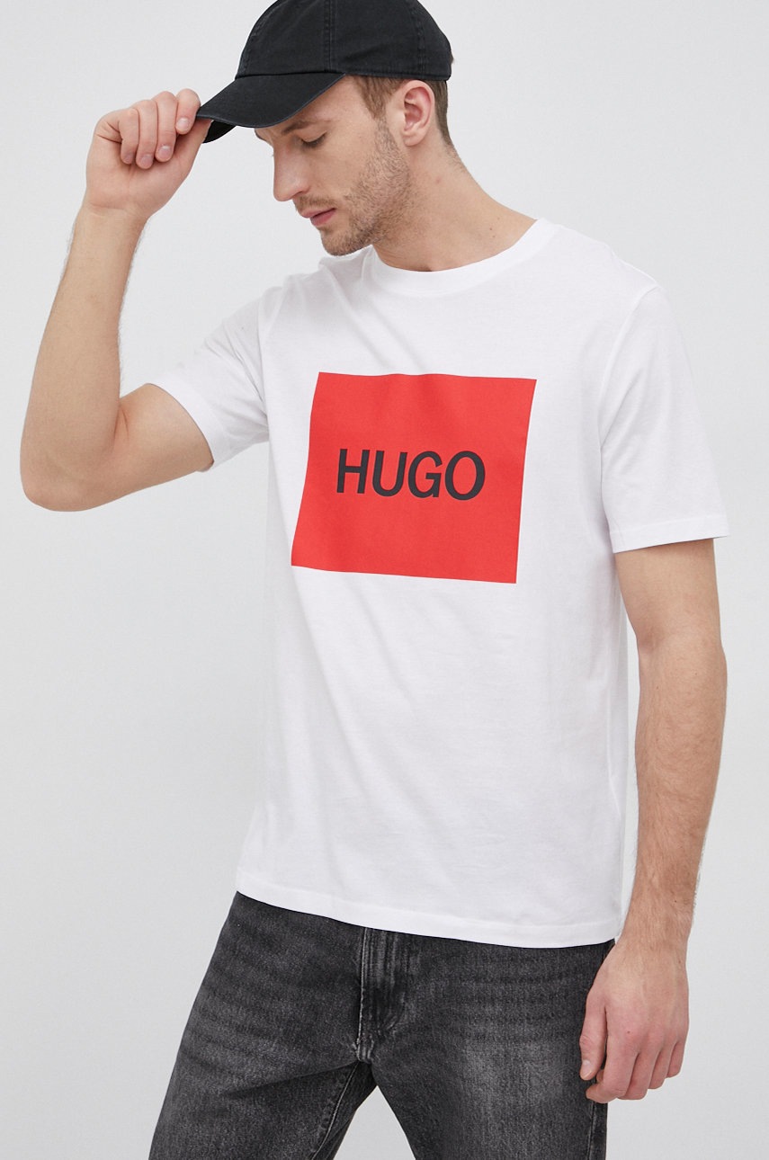 

Футболка Hugo чоловічий колір білий з принтом