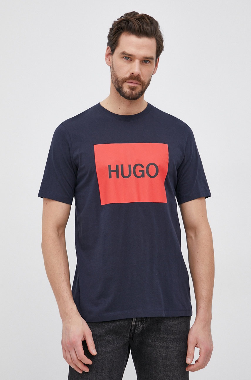

Тениска Hugo мъжки в тъмносиньо с принт, Тъмносин