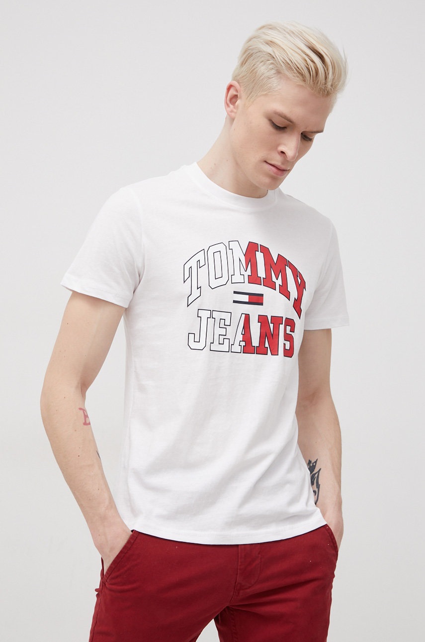 

Бавовняна футболка Tommy Jeans колір білий з принтом