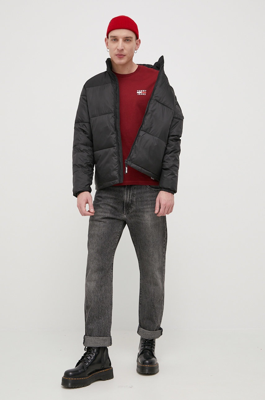 

Бавовняна футболка Tommy Jeans колір бордовий гладкий