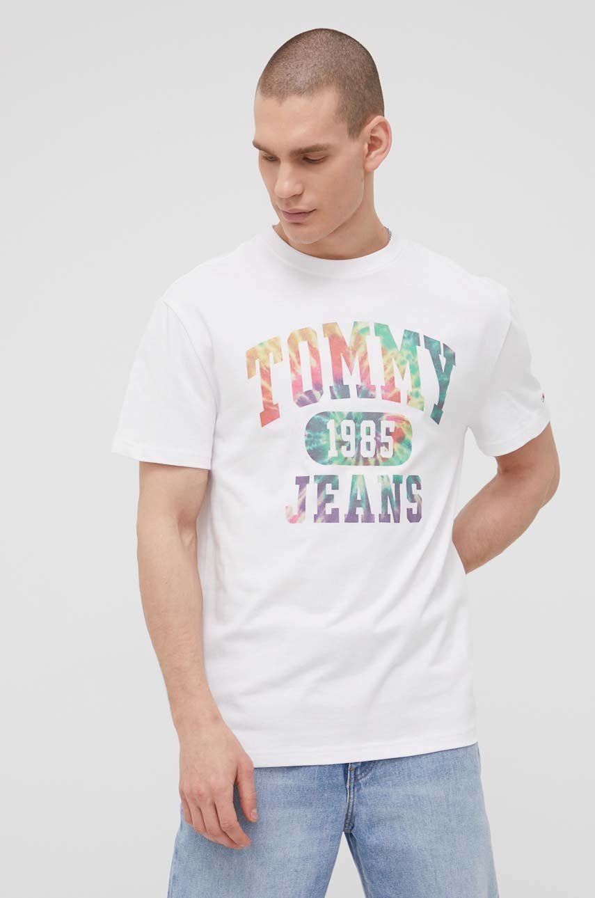 

Бавовняна футболка Tommy Jeans колір білий з принтом