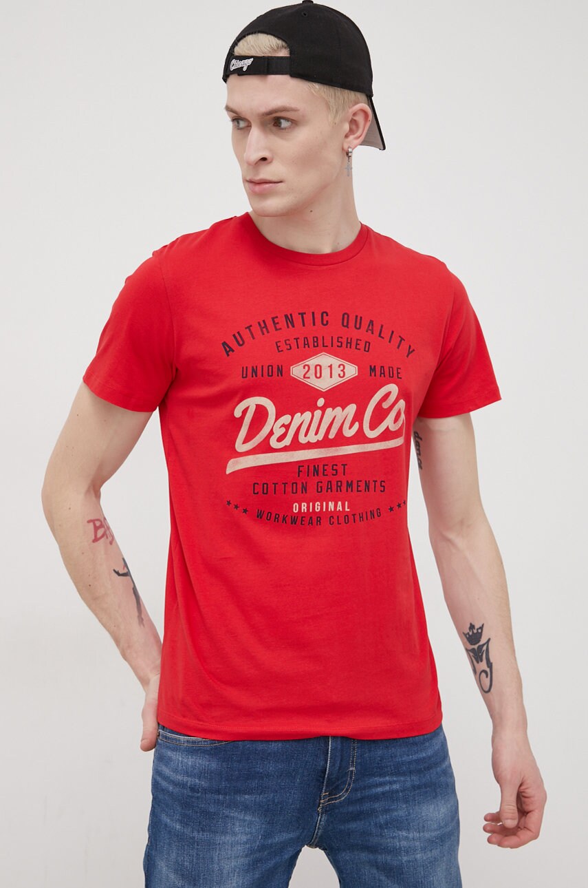 

Хлопковая футболка Produkt by Jack & Jones цвет красный с принтом