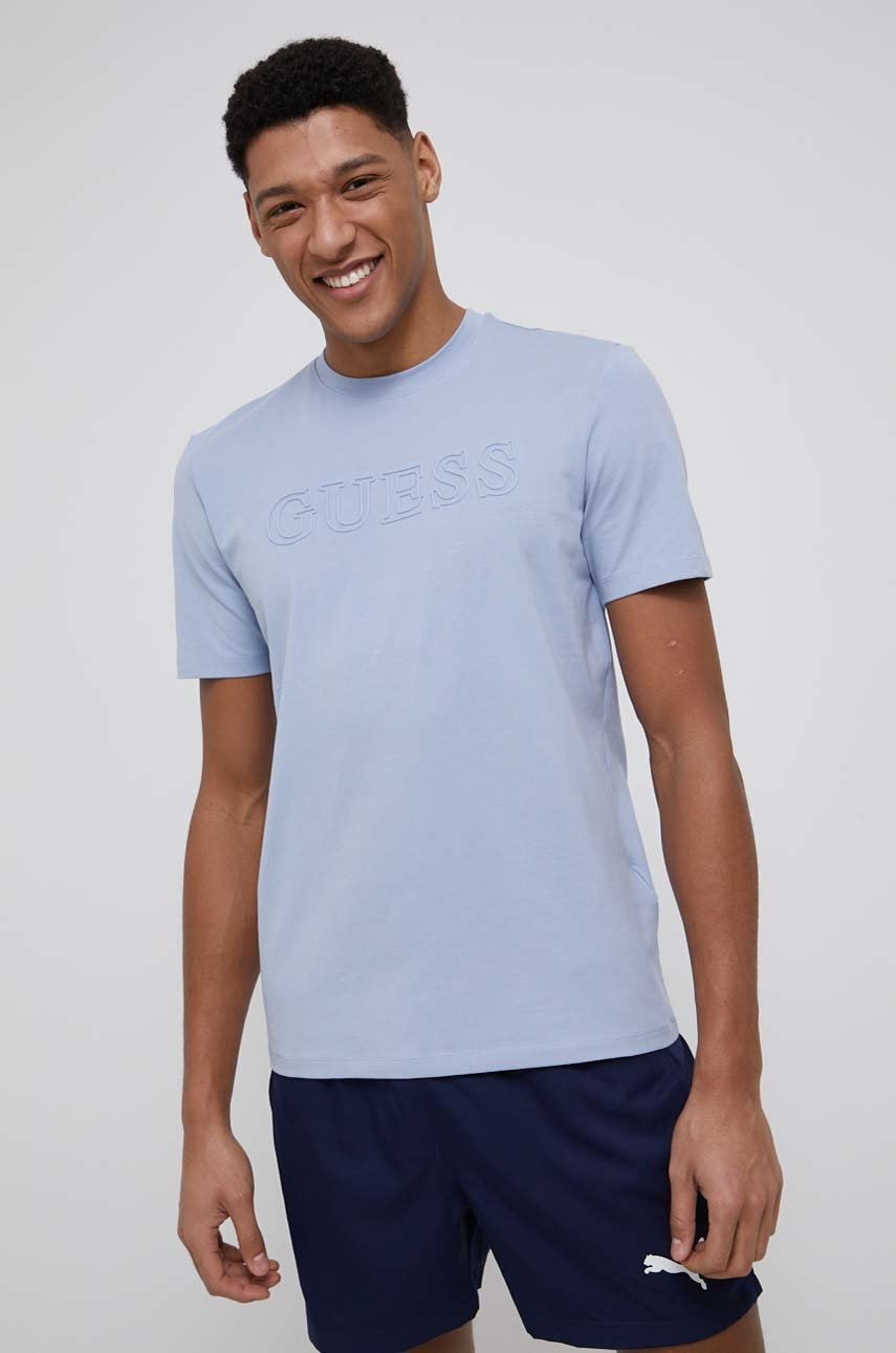 

Тениска Guess мъжка с апликация, Син