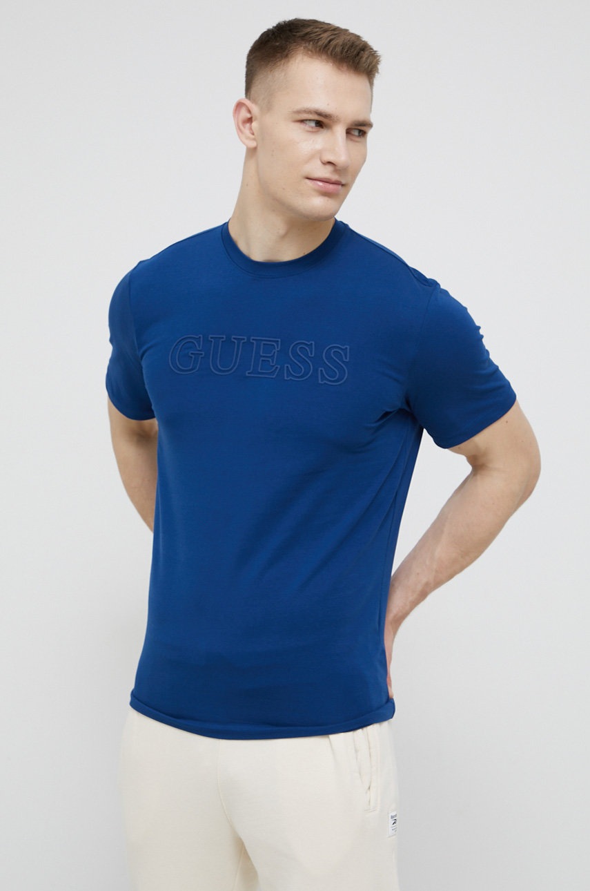 

Тениска Guess мъжка с апликация, Син