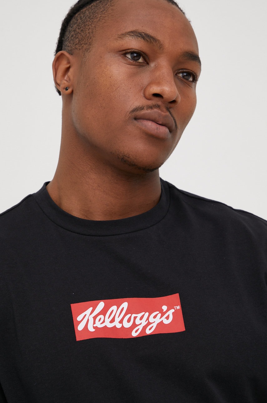 

Памучна тениска Only & Sons в черно с принт, Черен