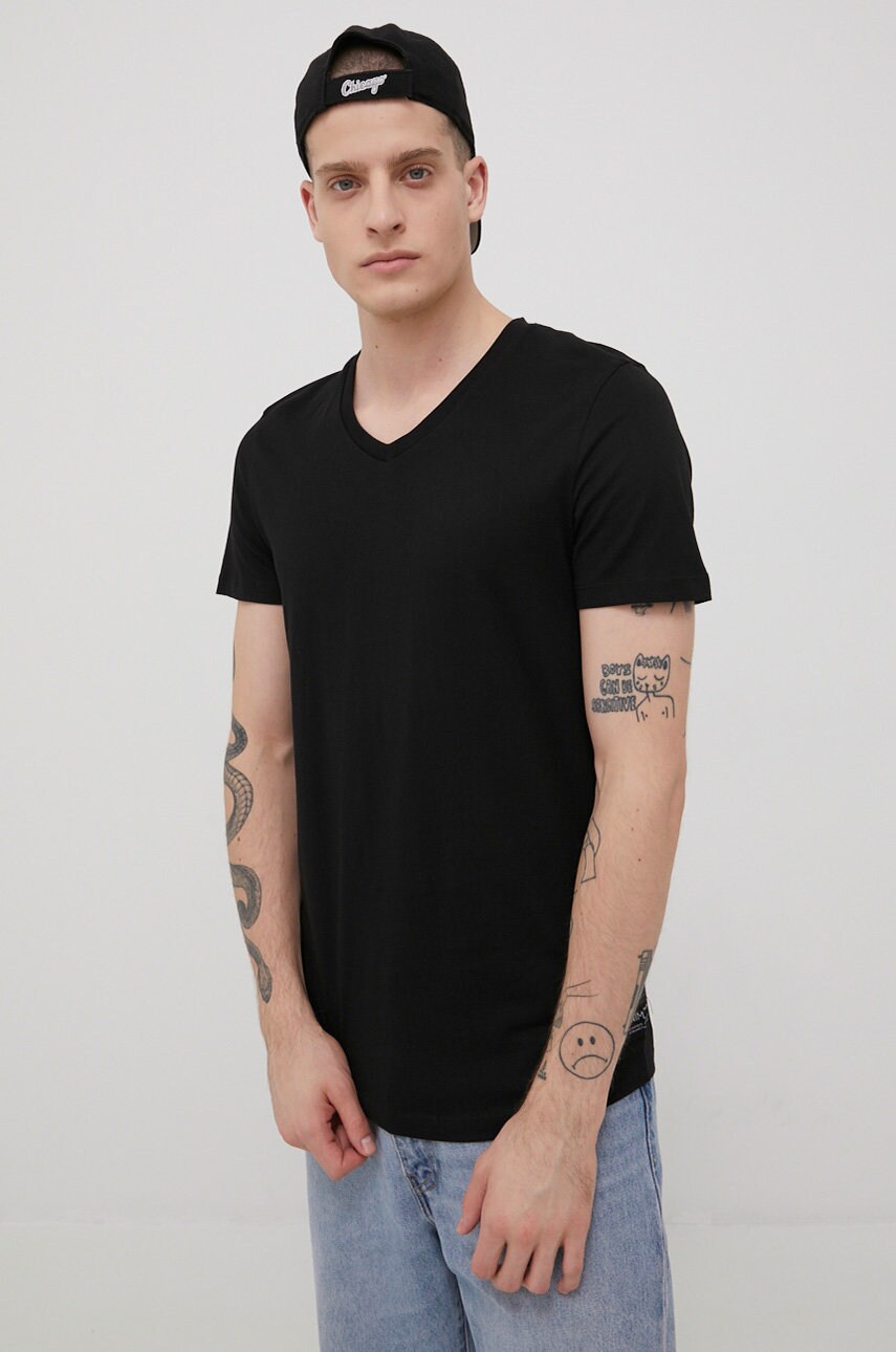 Tom tailor tricou din bumbac culoarea negru, neted
