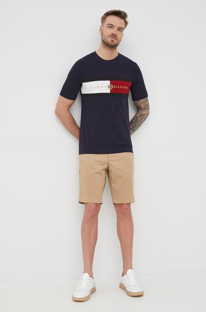 

Бавовняна футболка Tommy Hilfiger Icon колір синій з аплікацією