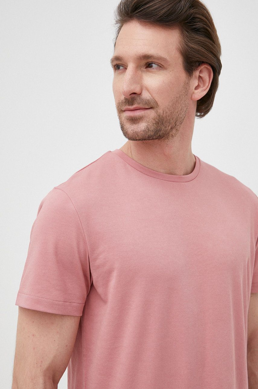 Selected Homme t-shirt męski kolor różowy gładki