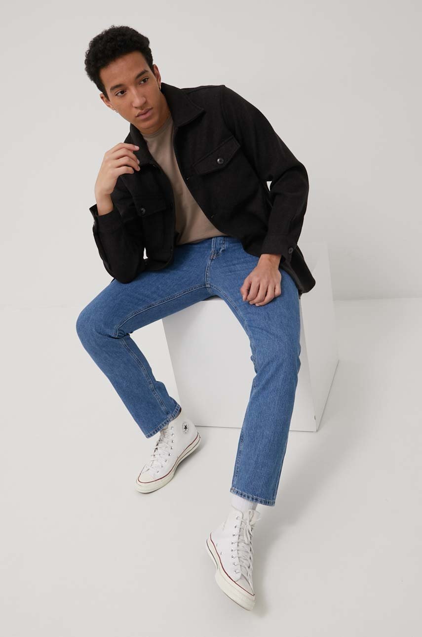 

Бавовняна футболка Jack & Jones колір бежевий з принтом