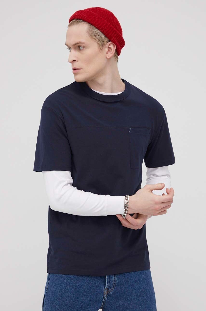 Jack & jones tricou barbati, culoarea albastru marin, neted