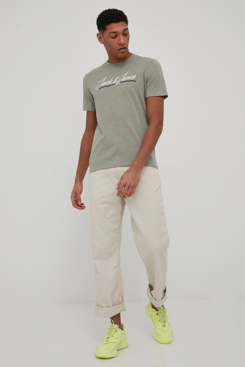

Футболка Jack & Jones чоловічий колір зелений з принтом