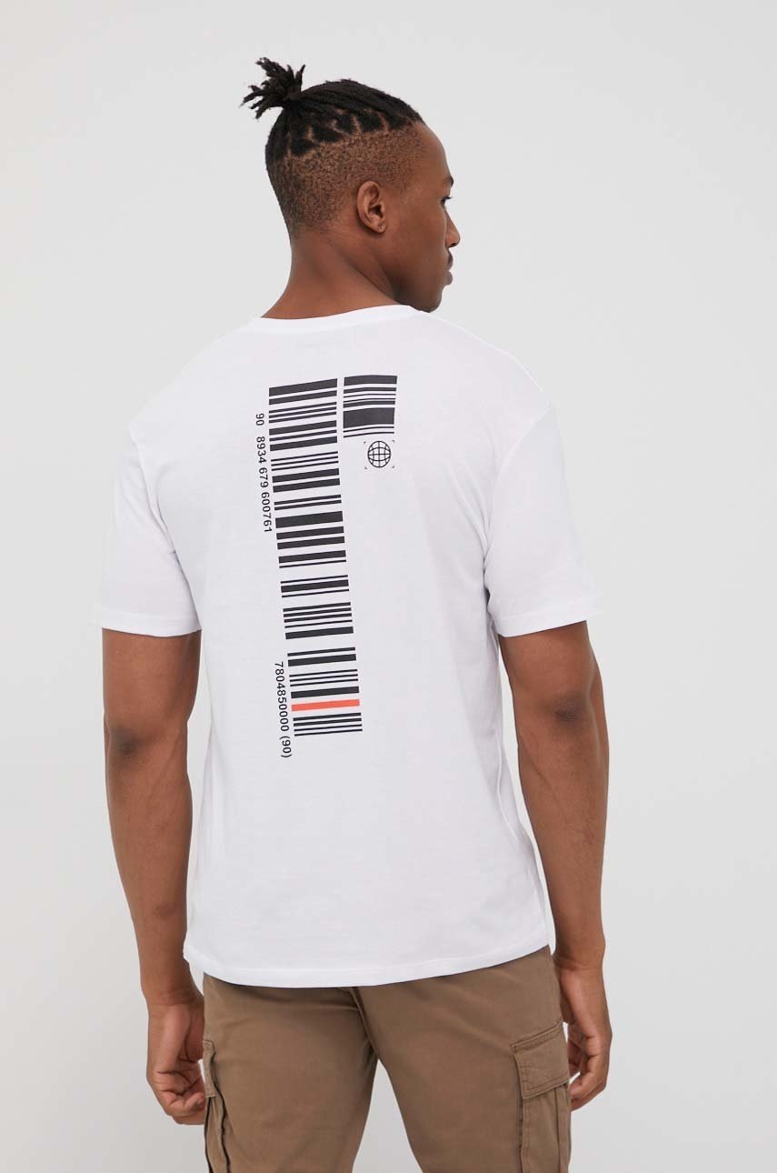 

Памучна тениска Jack & Jones в бяло с принт, Бял