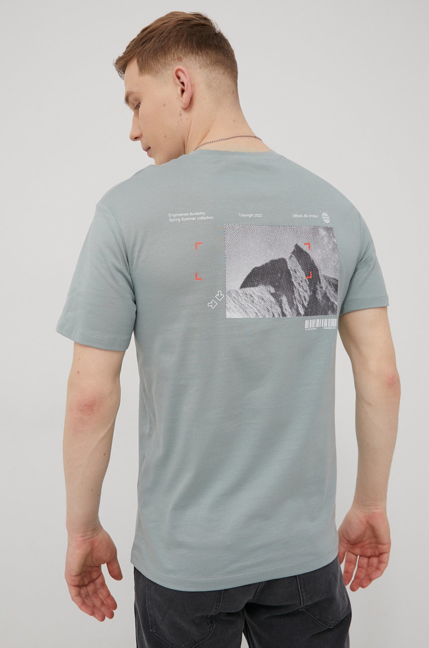 

Памучна тениска Jack & Jones в зелено с принт, Зелен