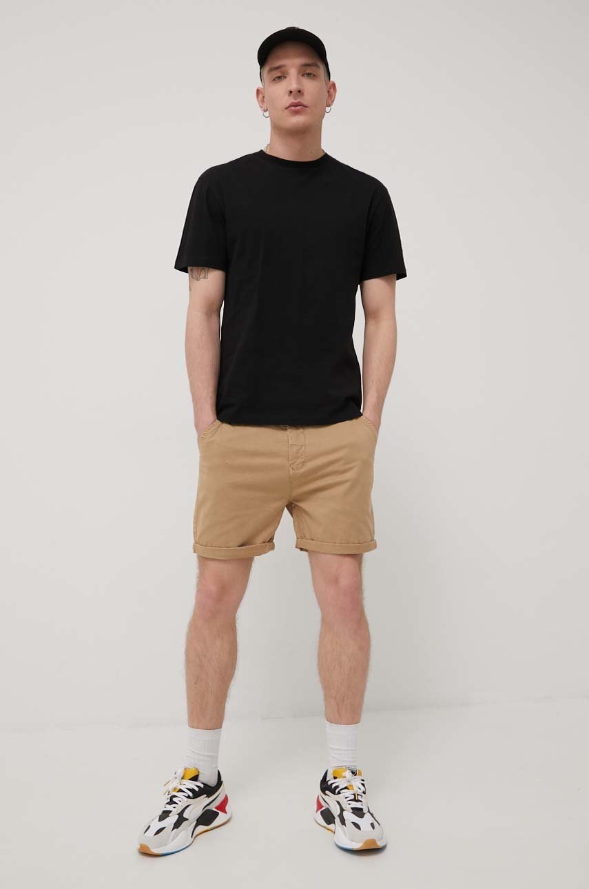 

Хлопковая футболка Jack & Jones цвет чёрный с принтом