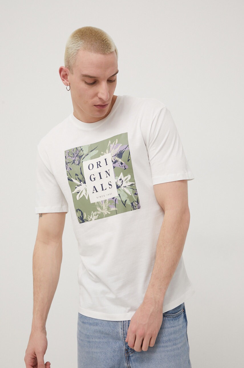 

Тениска Jack & Jones мъжки в бежово с принт, Бежов