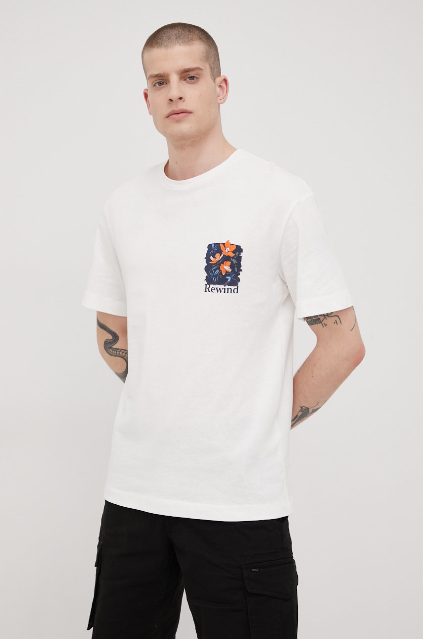 

Хлопковая футболка Jack & Jones цвет бежевый с принтом