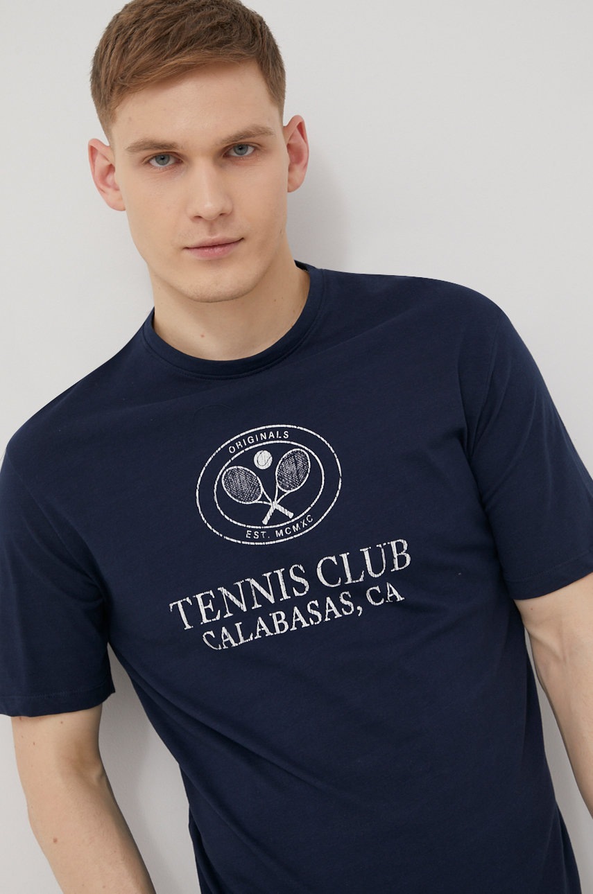 

Памучна тениска Jack & Jones в тъмносиньо с изчистен дизайн, Тъмносин