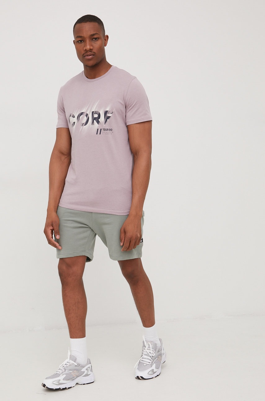 

Памучна тениска Jack & Jones в лилаво с принт, Виолетов
