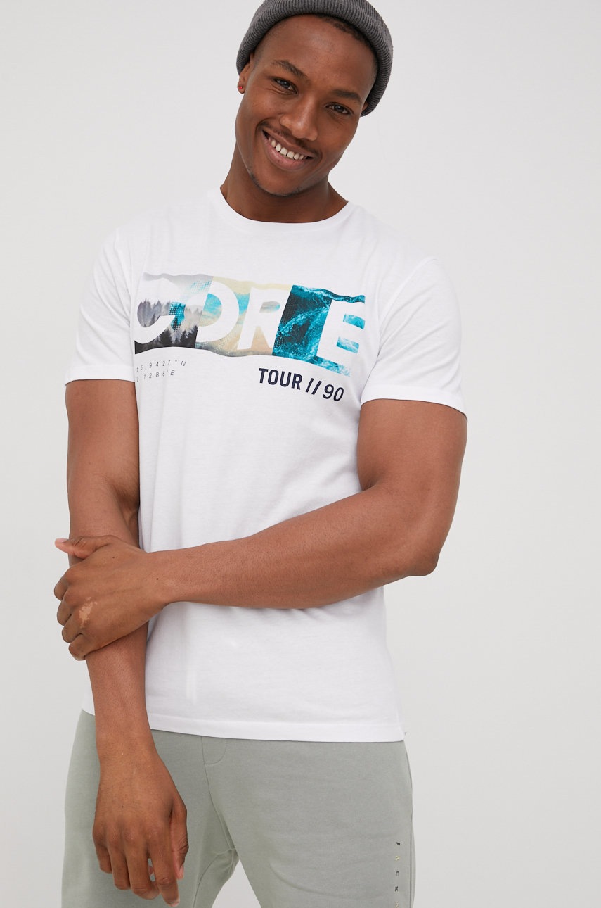 

Памучна тениска Jack & Jones в бяло с принт, Бял