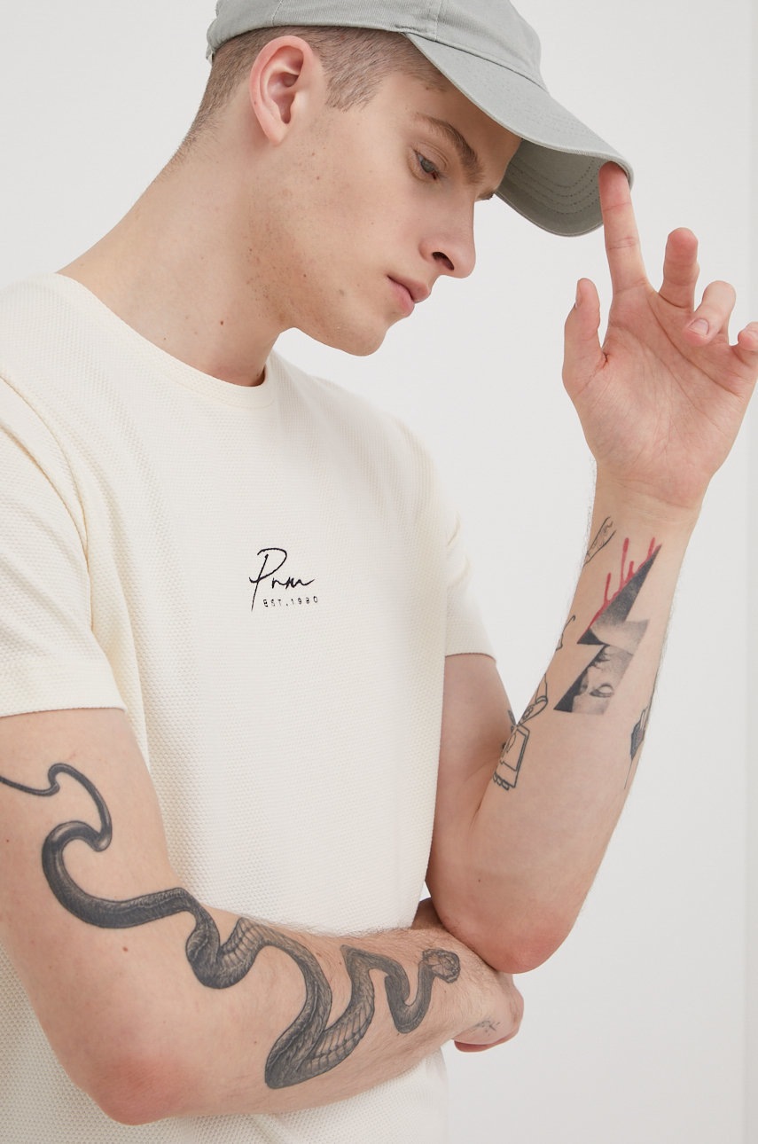 

Памучна тениска Premium by Jack&Jones в бежово с апликация, Бежов