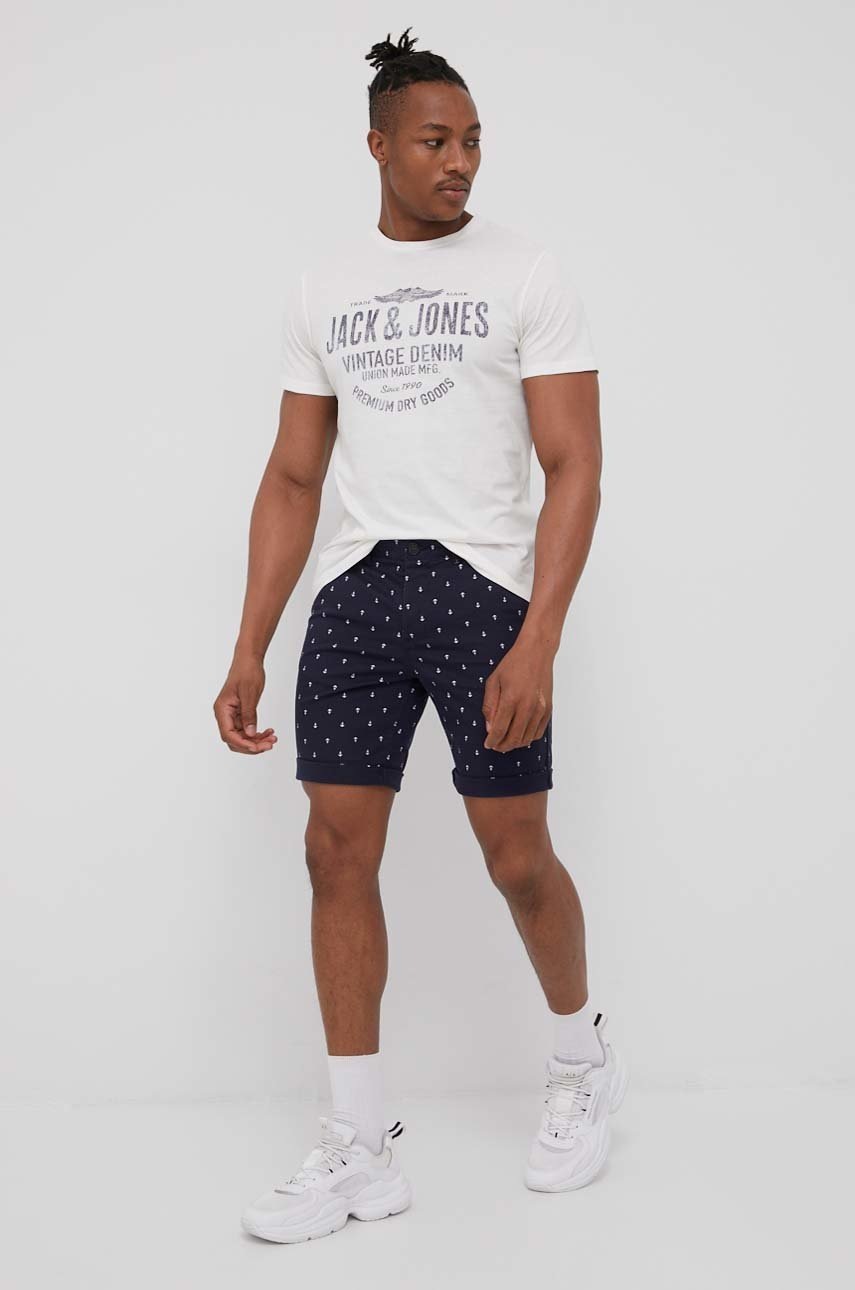 

Бавовняна футболка Premium by Jack&Jones колір бежевий з принтом