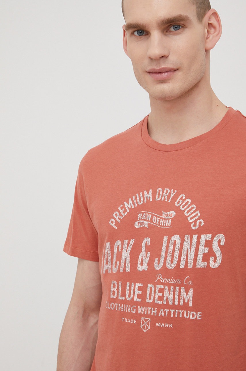 

Бавовняна футболка Premium by Jack&Jones колір червоний з принтом
