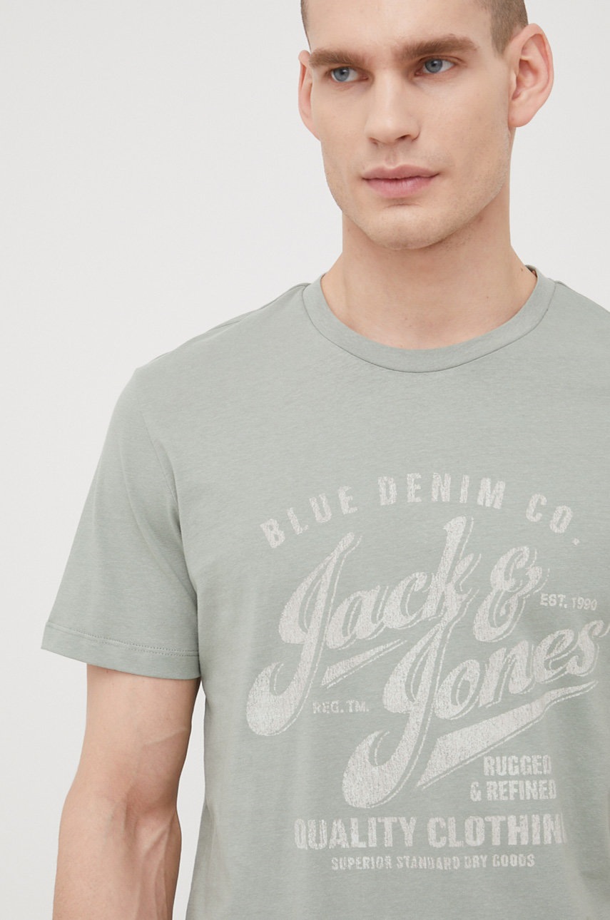 

Памучна тениска Premium by Jack&Jones в зелено с принт, Зелен