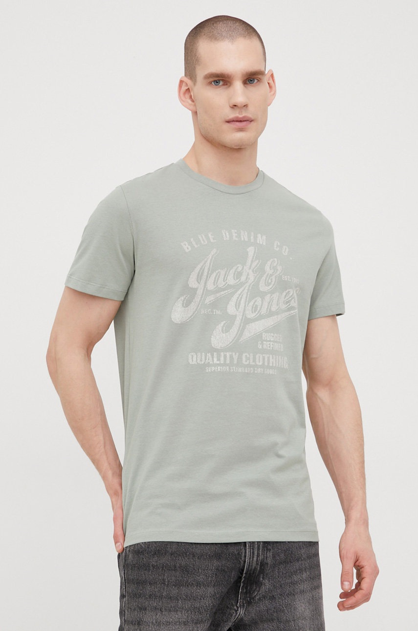 

Бавовняна футболка Premium by Jack&Jones колір зелений з принтом