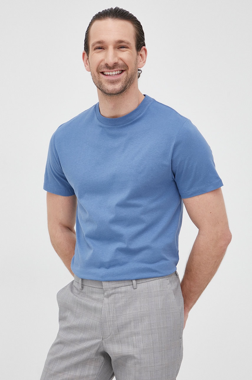 Tiger of sweden tricou din bumbac culoarea albastru marin, neted