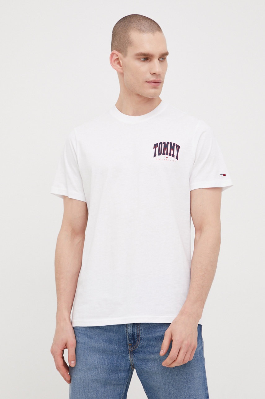 

Бавовняна футболка Tommy Jeans колір білий з принтом