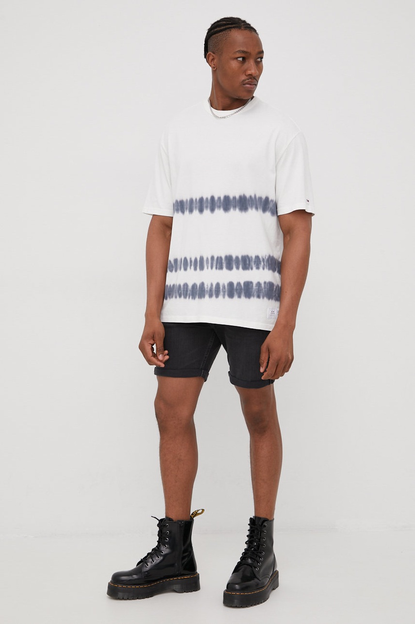 

Памучна тениска Tommy Jeans в бяло, Бял