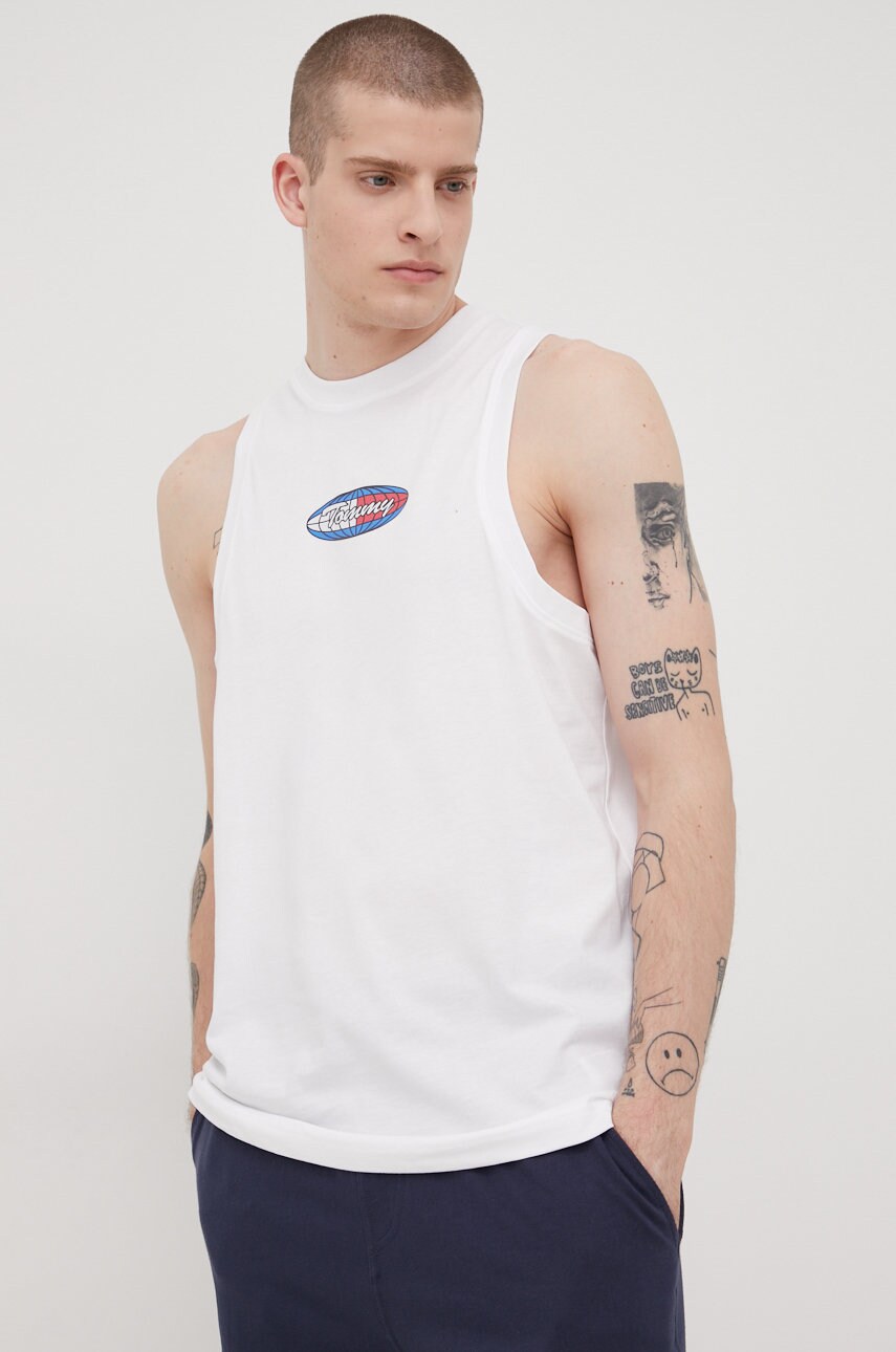 

Памучна тениска Tommy Jeans в бяло, Бял