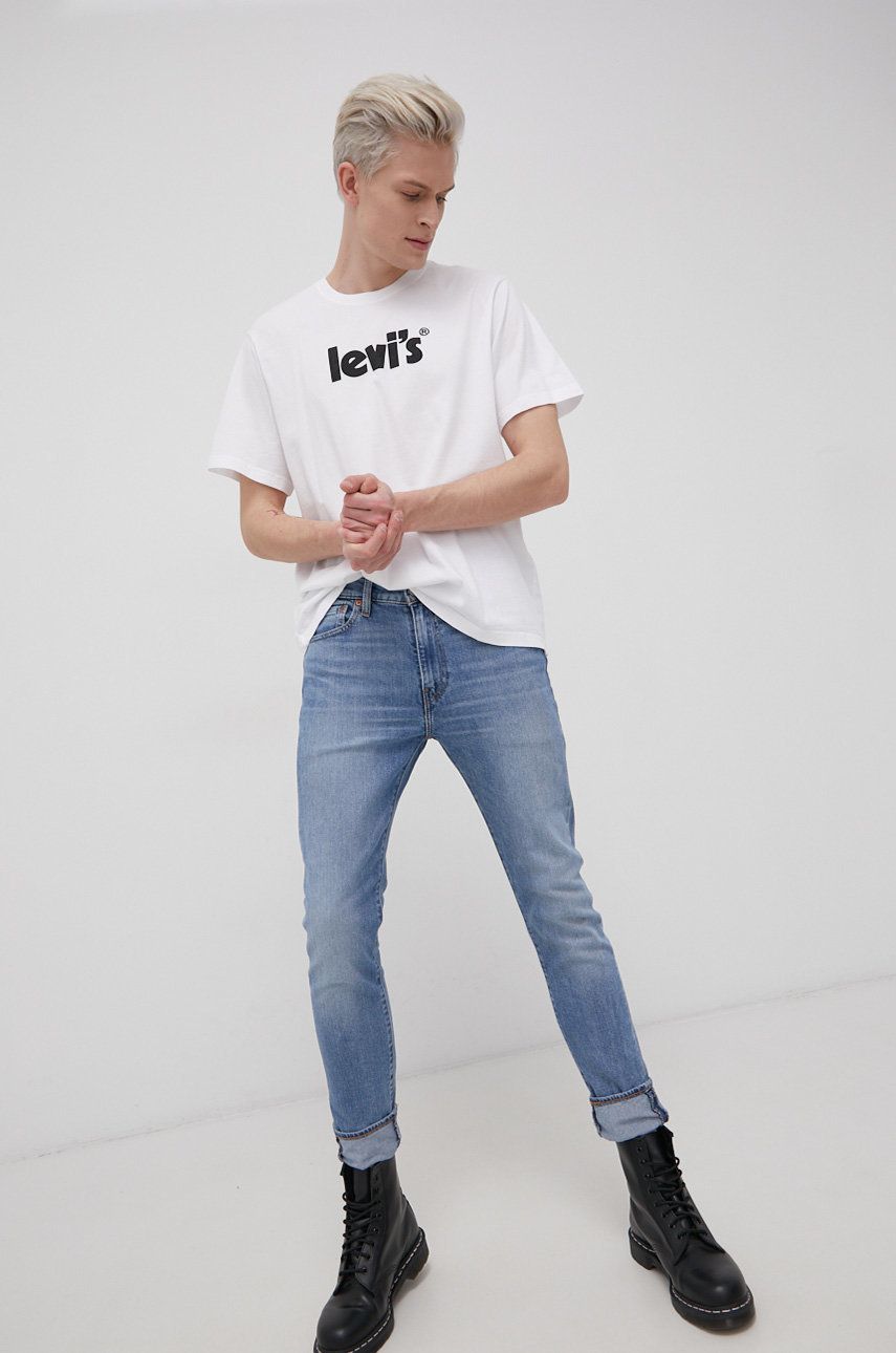 Bavlněné tričko Levi′s bílá barva, s potiskem, 16143.0390-Neutrals - bílá -  100% Bavlna