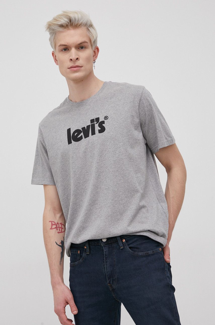 Bavlněné tričko Levi′s šedá barva, melanžové, 16143.0392-Greys - šedá -  100% Bavlna