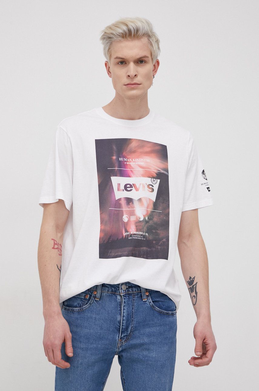 Levi’s Tricou din bumbac culoarea alb, cu imprimeu answear.ro