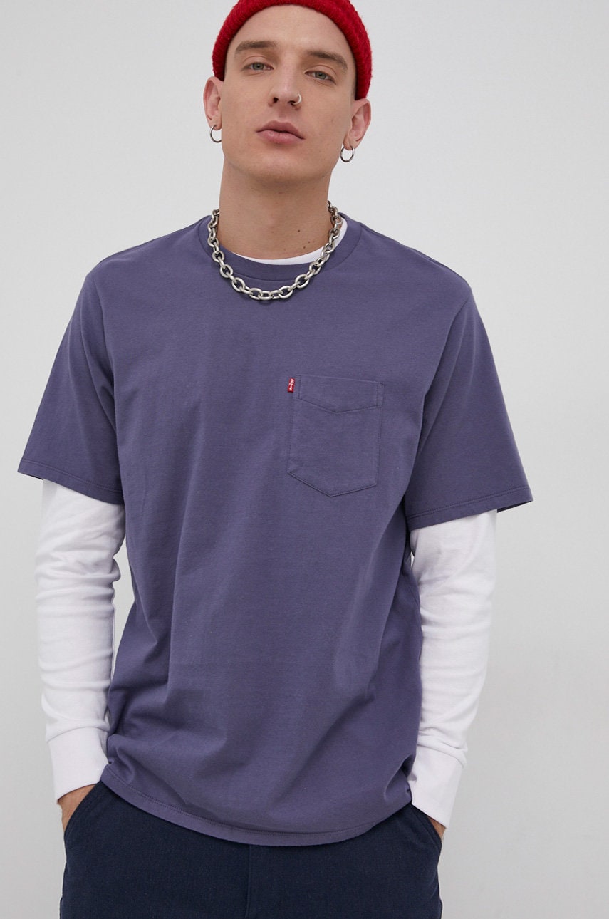Levi's tricou din bumbac culoarea violet, material neted