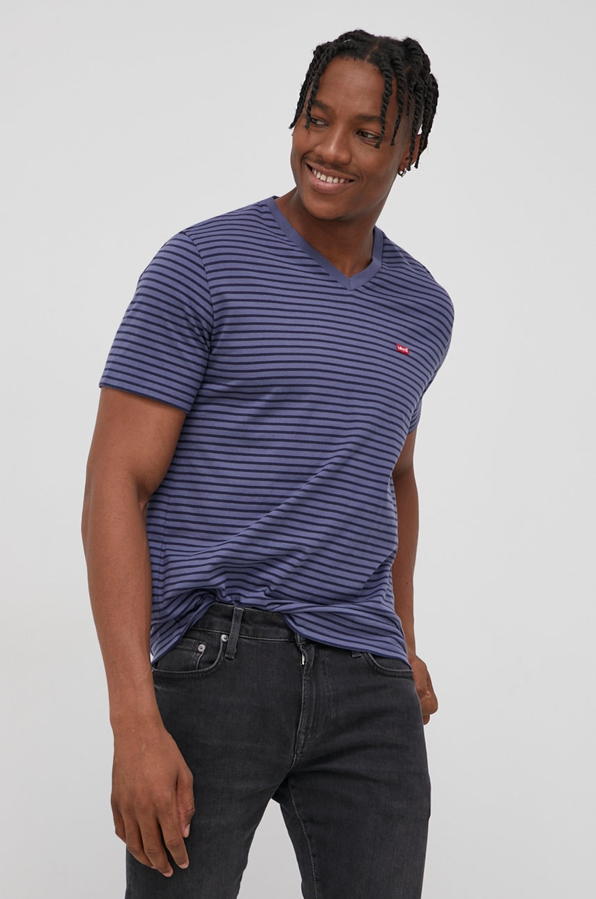 Levi's tricou din bumbac culoarea albastru marin, modelator