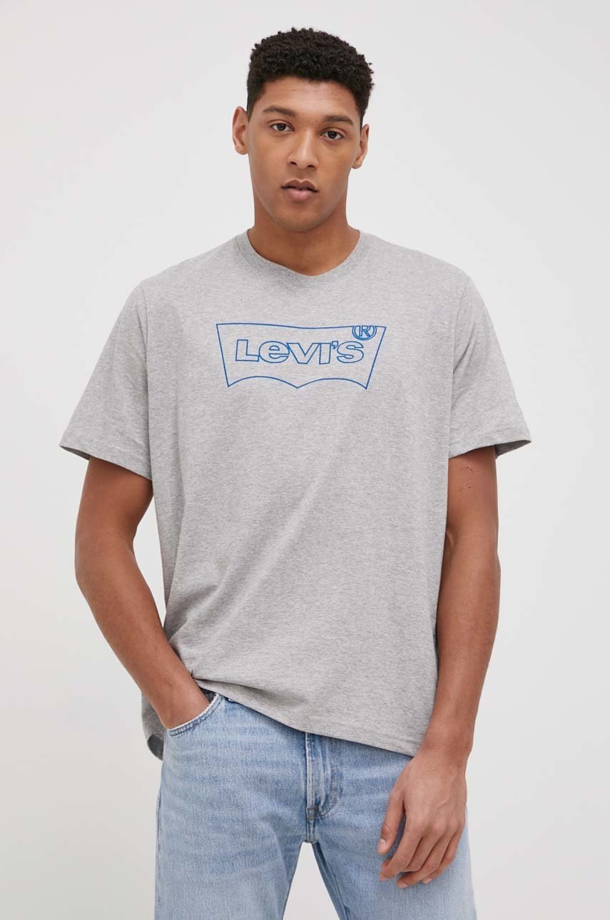 

Памучна тениска Levi's в меланж на сиво, Сив