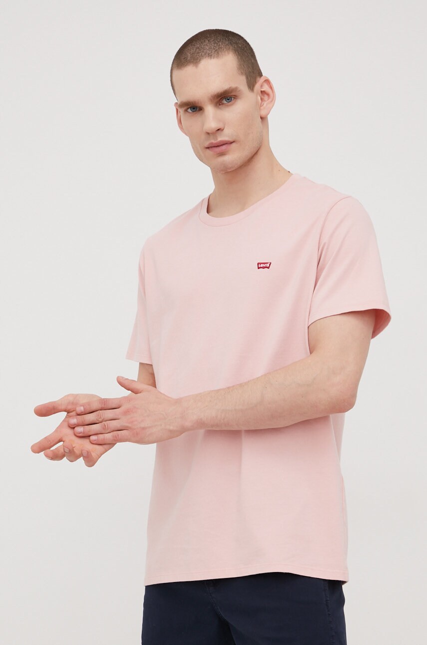 Levi's tricou din bumbac culoarea roz, neted