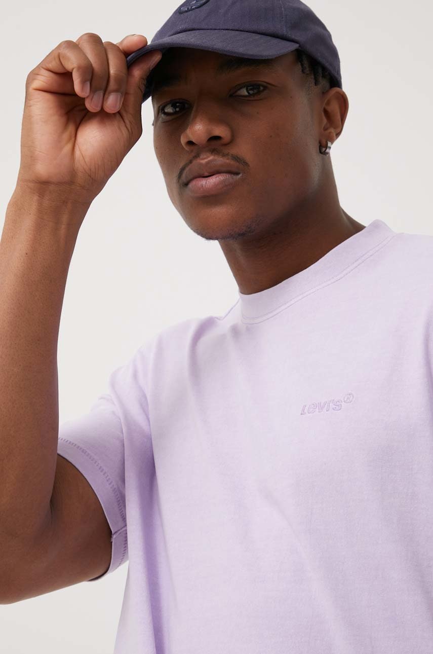 Levi's tricou din bumbac culoarea violet, neted