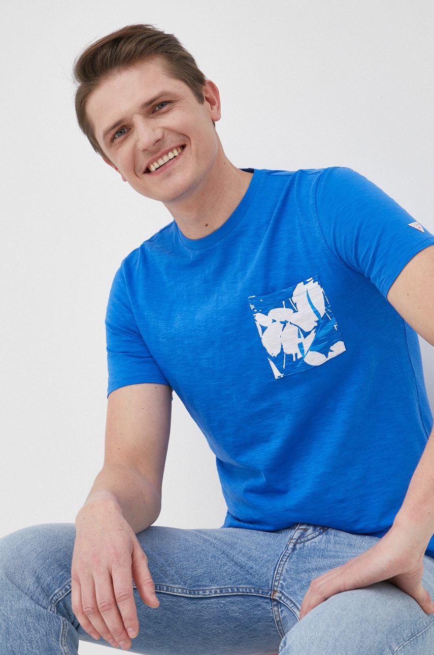 

Памучна тениска Guess, Син