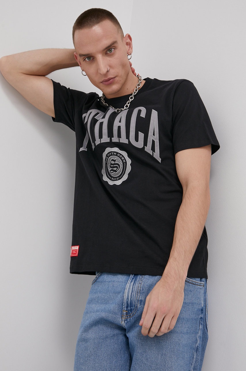

Памучна тениска Superdry в черно с апликация, Черен