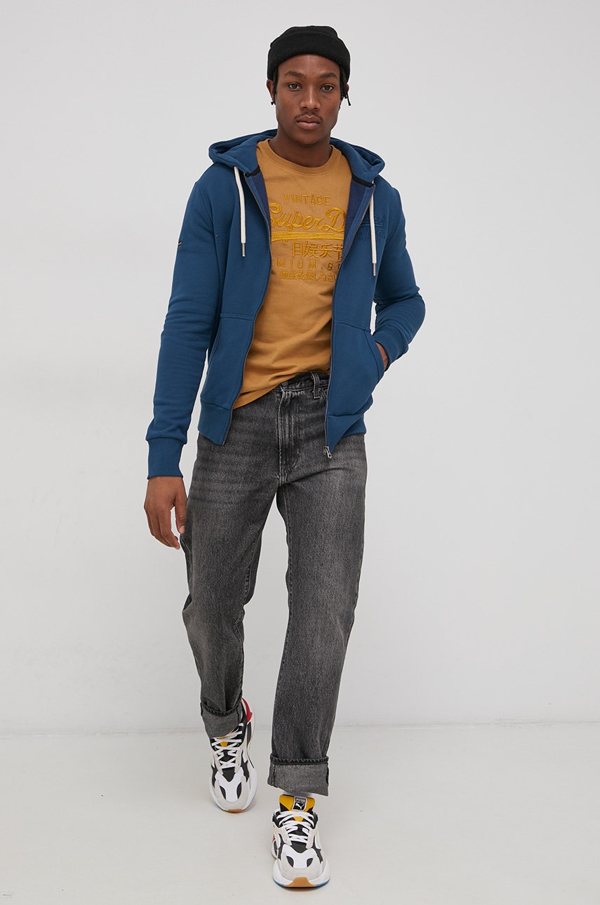 

Хлопковая футболка Superdry цвет жёлтый с аппликацией
