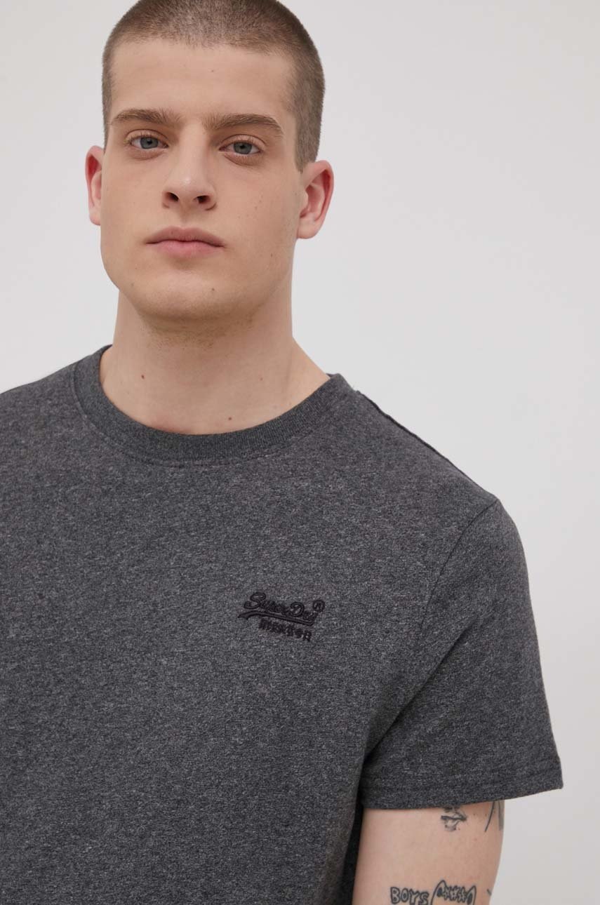 

Памучна тениска Superdry в меланж на сиво, Сив