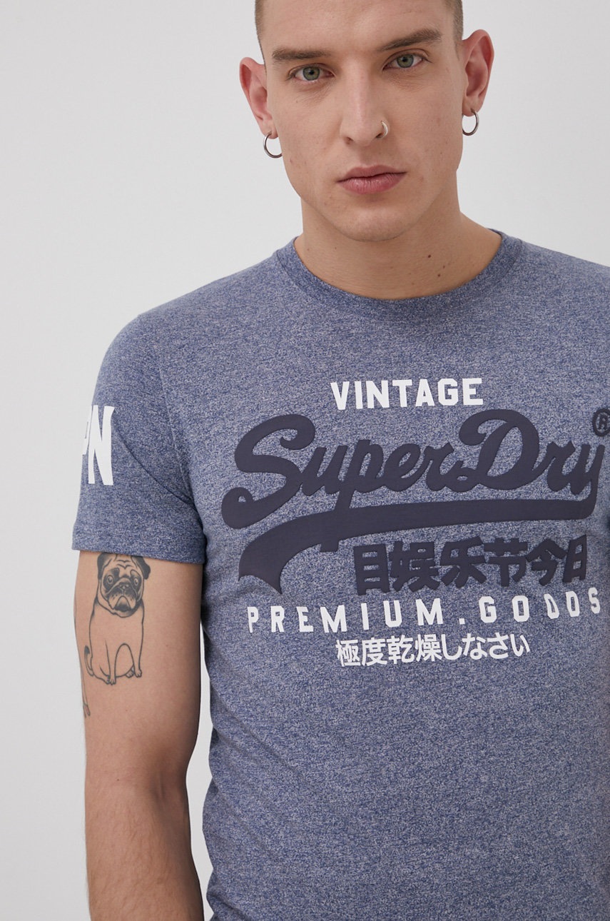 

Тениска Superdry мъжка в меланж, Виолетов