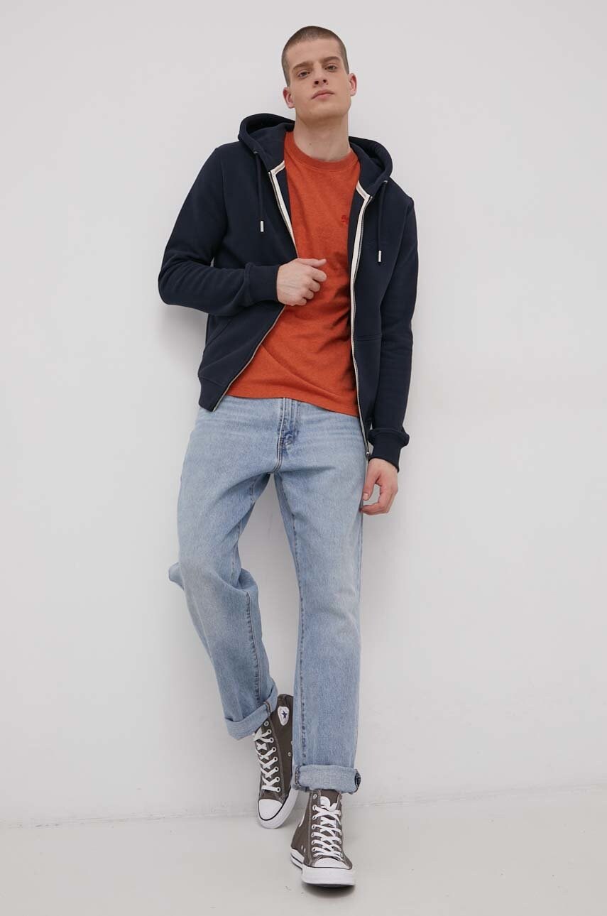 

Бавовняна футболка Superdry колір помаранчевий однотонний