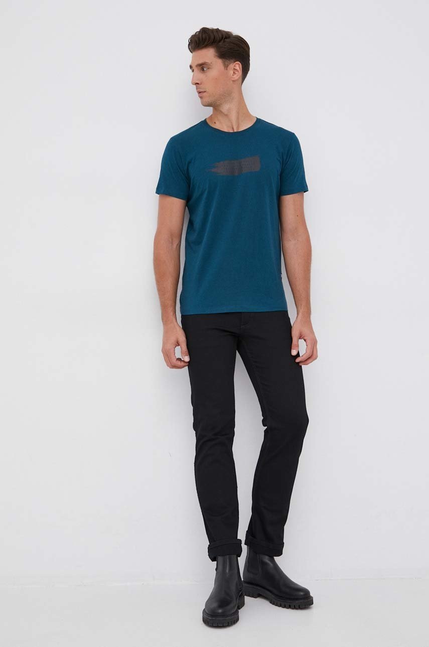 

Хлопковая футболка G-Star Raw цвет бирюзовый с принтом