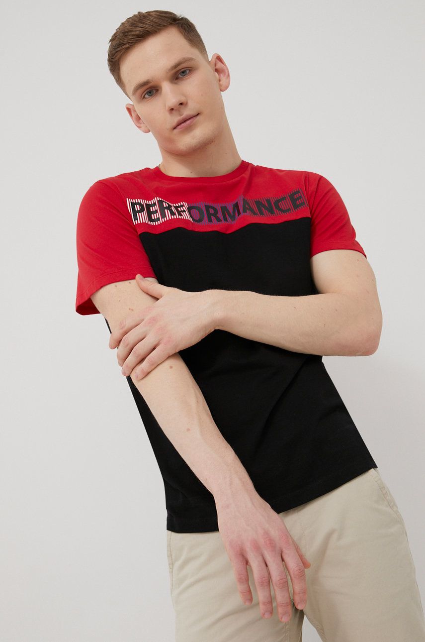Produkt by Jack & Jones t-shirt bawełniany kolor czerwony z nadrukiem